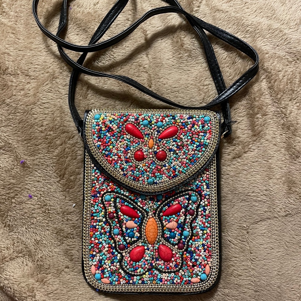 Butterfly Beaded Crossbody